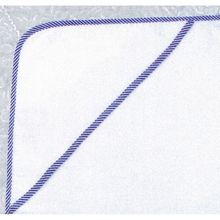 Kapuzenbadetuch 100x100 Uni Wei - Streifen Wei/Blau