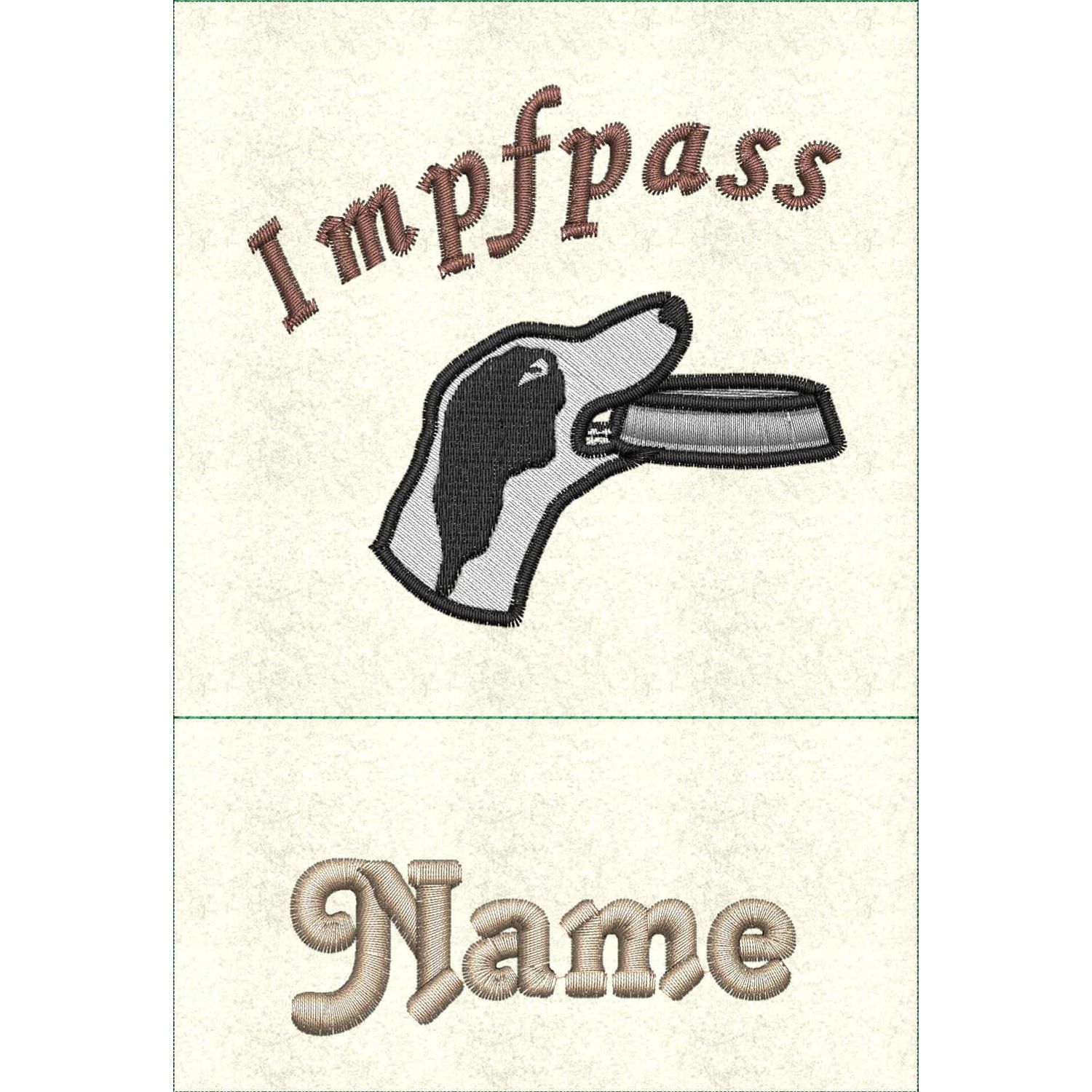 Stickmotiv: Hund m. Napf Stickmotiv: Hund m. Napf