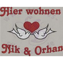 Stickmotiv:  Trschild Tauben