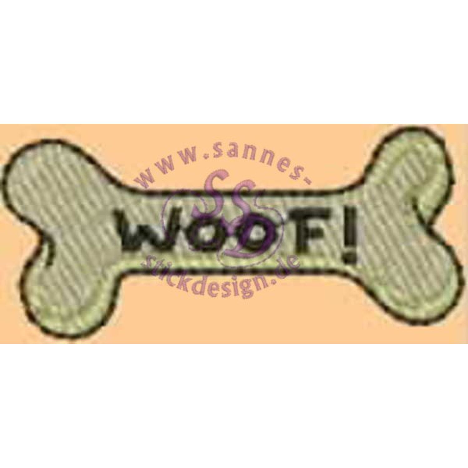 Stickmotiv: Knochen Woof Stickmotiv: Knochen Woof