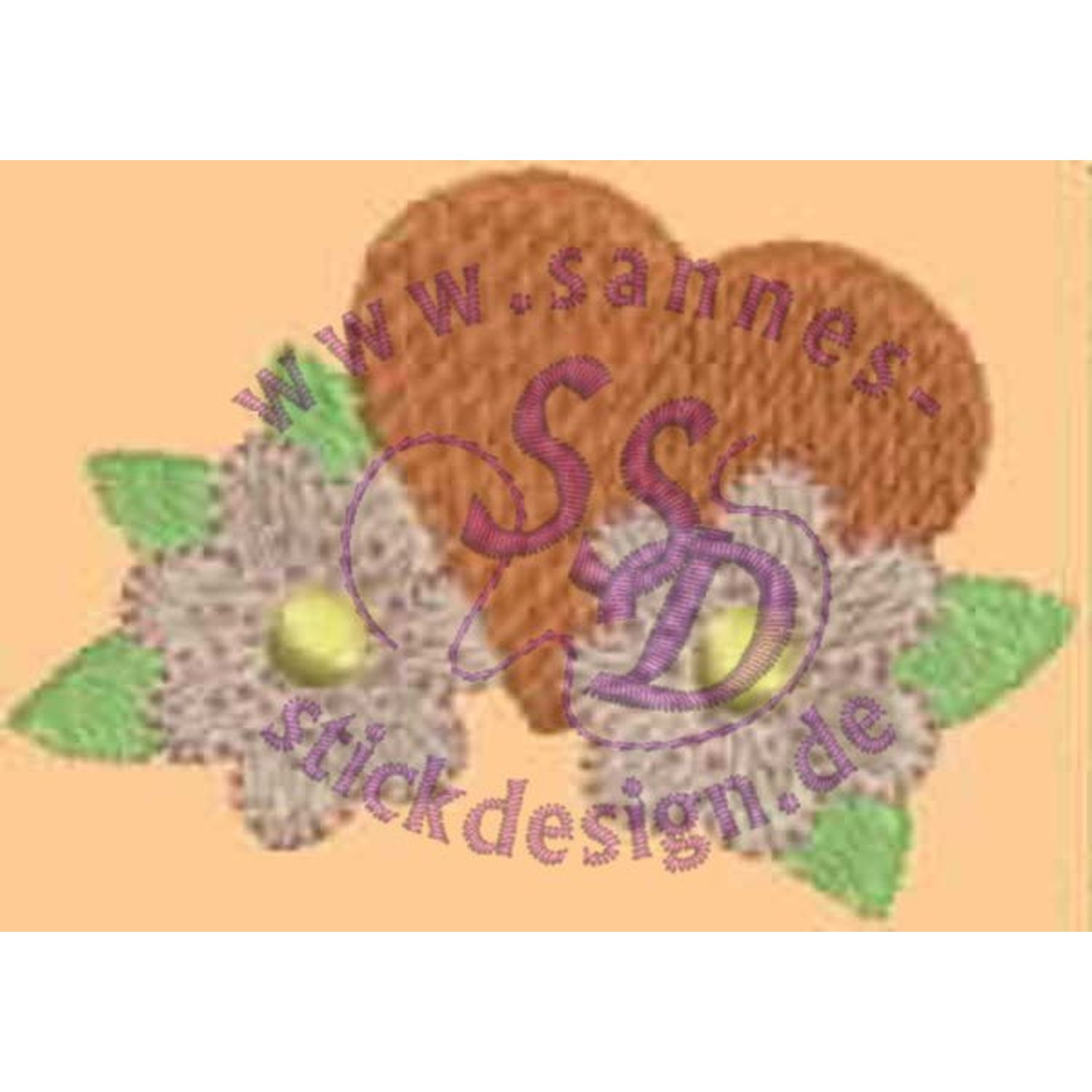 Stickmotiv: Herz 6 mit Blumen Stickmotiv: Herz 6 mit Blumen