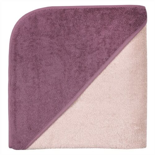 Kapuzenbadetuch 140x140 Uni peach-mauve