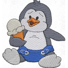 Stickmotive: Pinguin mit Eis