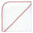 Kapuzenbadetuch 140x140 weiss-Streifen rot