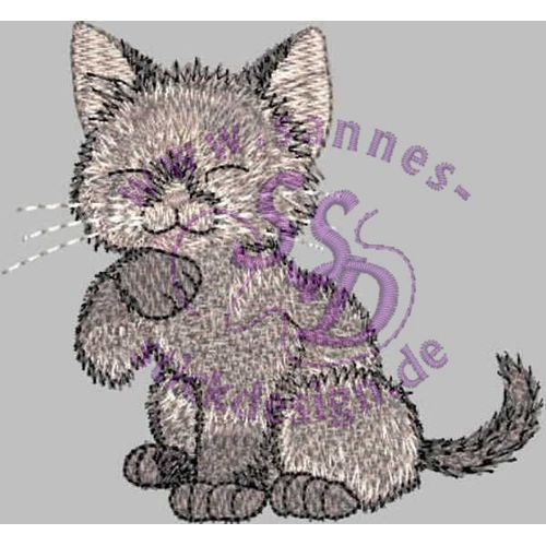 Stickmotiv: Katze am putzen