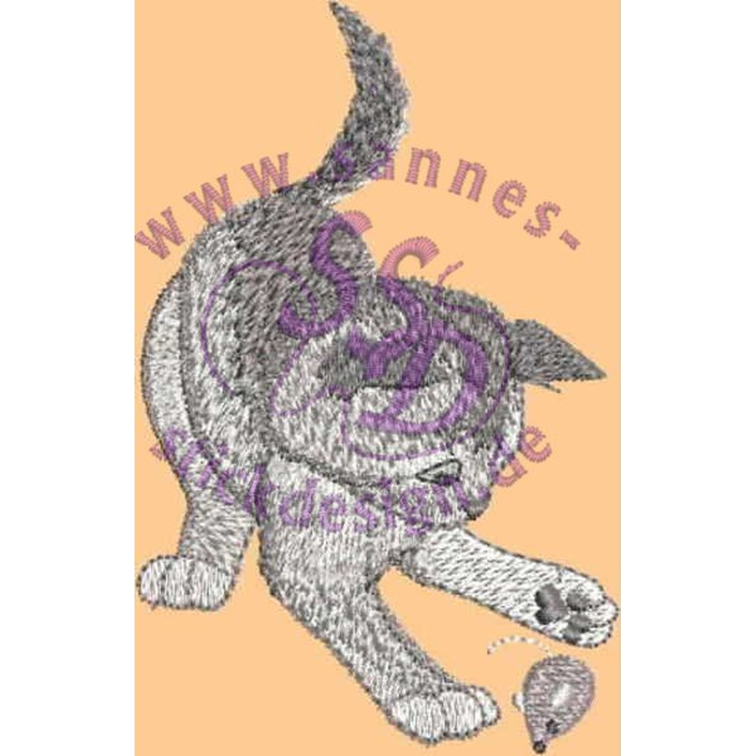 Stickmotiv: Katze mit Maus Stickmotiv: Katze mit Maus