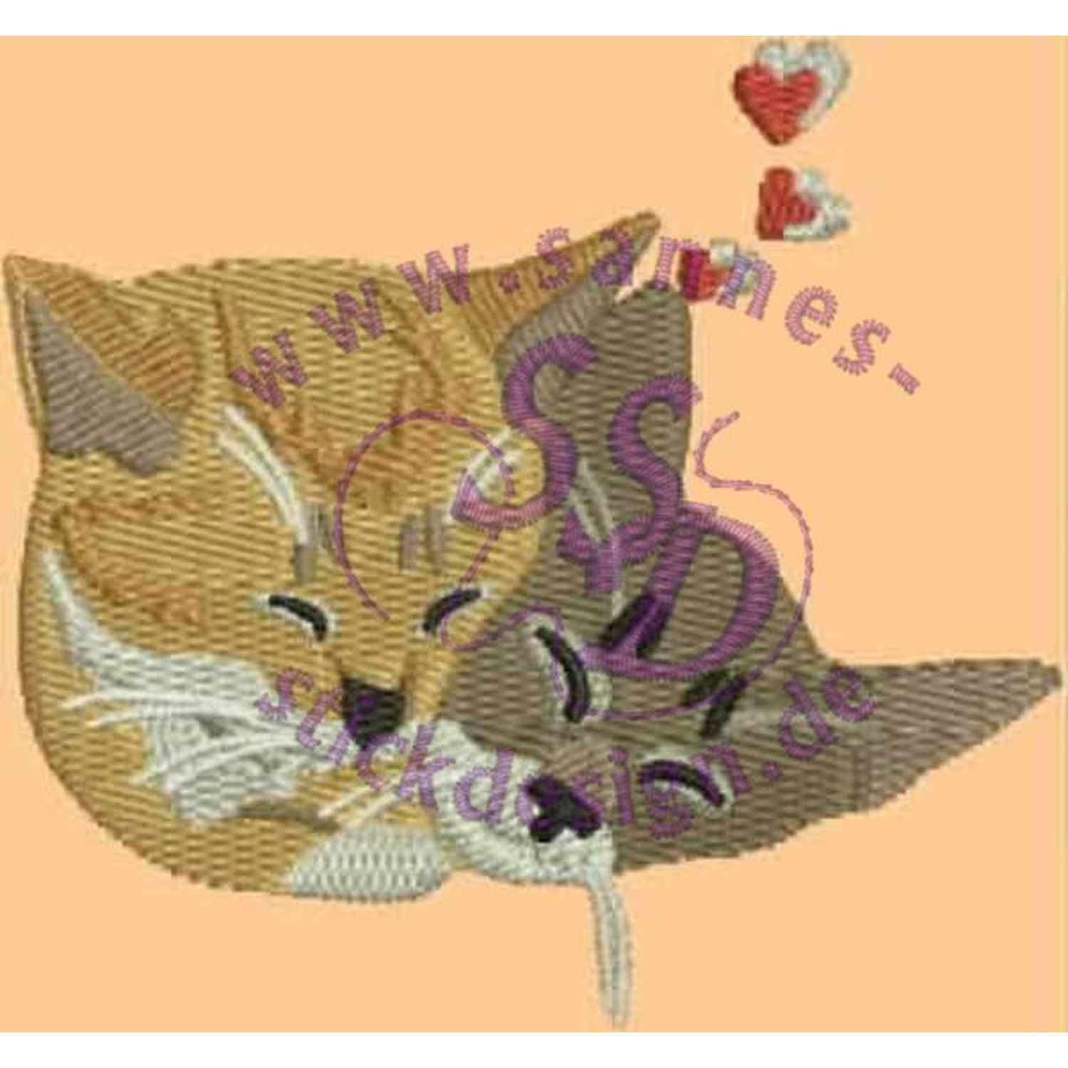 Stickmotiv: zwei Katzenkoepfe Stickmotiv: zwei Katzenkoepfe