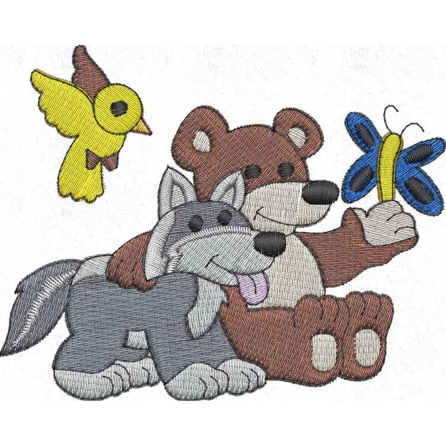 Stickmotiv: Baer mit Wolf Stickmotiv: Baer mit Wolf